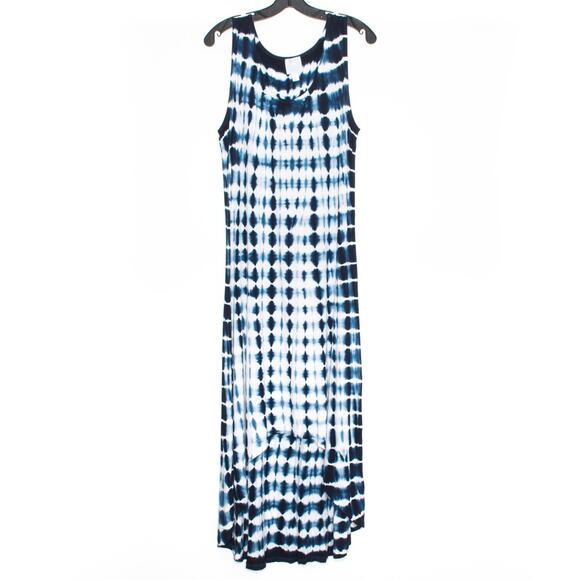 Sunday Dress Maxi Boho Coastal Grandma Hippie High Low Tie Dye Blue White XL - Picture 1 of 2